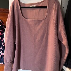Madewell Ribbed Scoop Neck Sweater in Dusty Rose